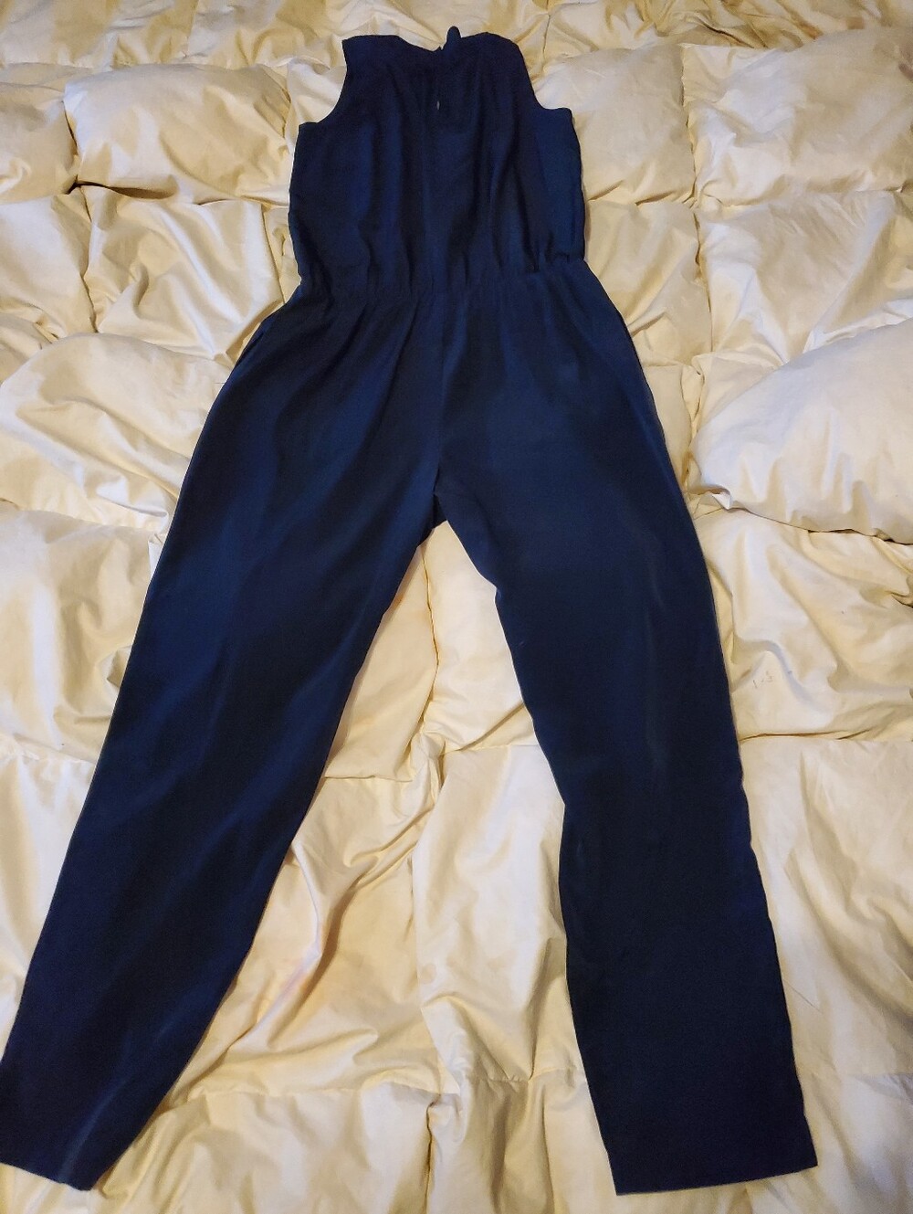 Banana Republic Sleeveless Navy Jumpsuit with Elastic Waist